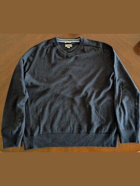 Nordstrom Navy Blue Merino Wool V-Neck Sweater Size Medium M